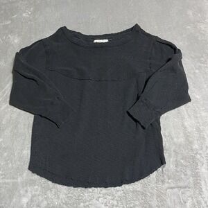 We The Free Top Womens Small Back Thermal Ribbed Boat Neck Long Sleeve Shirt